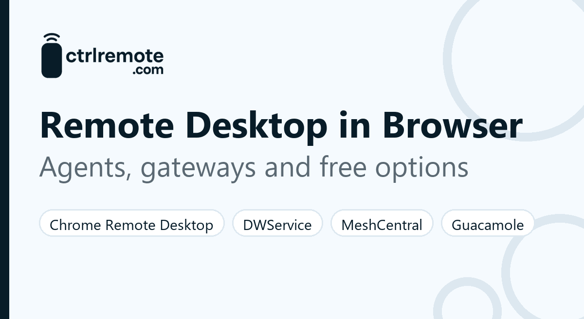 Browser-based remote desktop tools compared: Chrome Remote Desktop, DWService, MeshCentral and Apache Guacamole